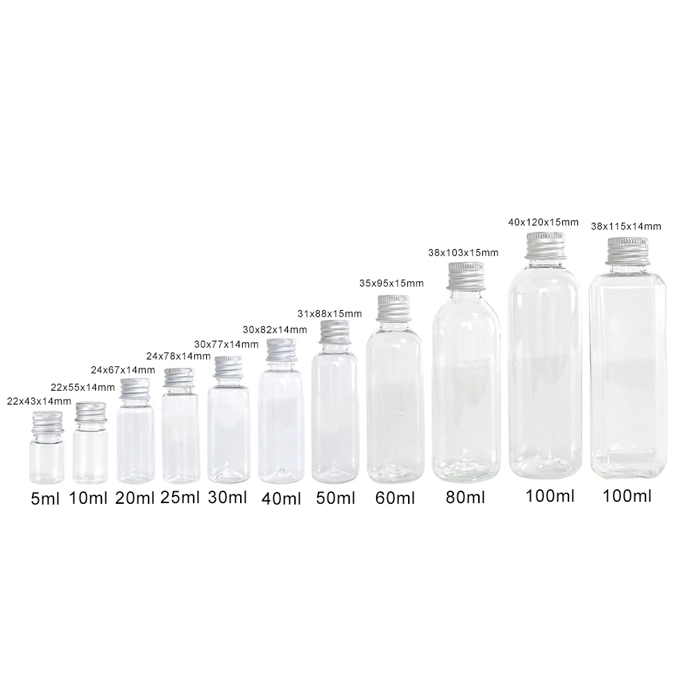 5ml to 100ml Batch Customized Plastic Bottles Hot Selling Products Transparent Empty Jars Reusable Vials 20Pcs or 100Pcs