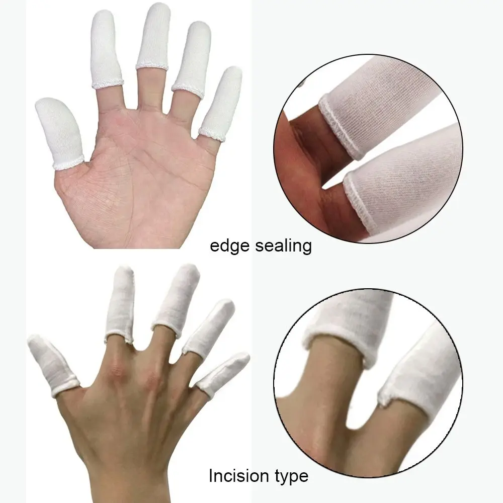 100PCS White Cotton Finger Cots Disposable Sweat Absorption Fingers Protective Gloves Thickening Extension Finger Covers Work