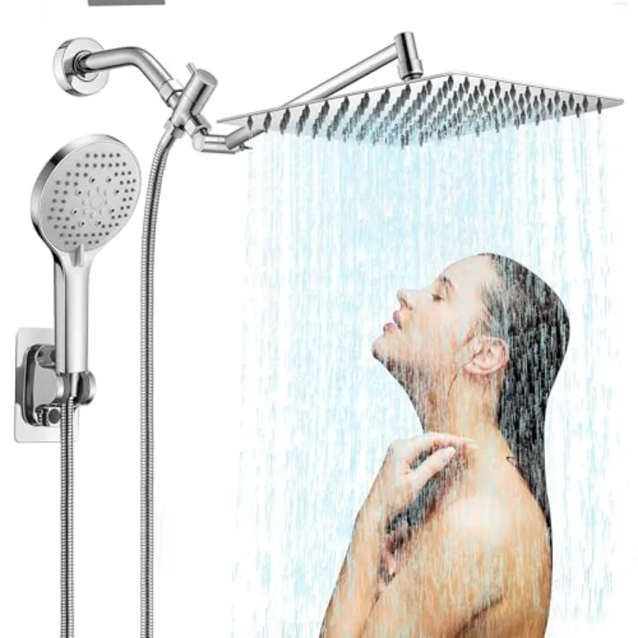 

Shower Head, 10" Rain Shower Head with Handheld Spray Combo with 11'' Angle Adjustable Extension Arm/High Pressure/Shower Syste