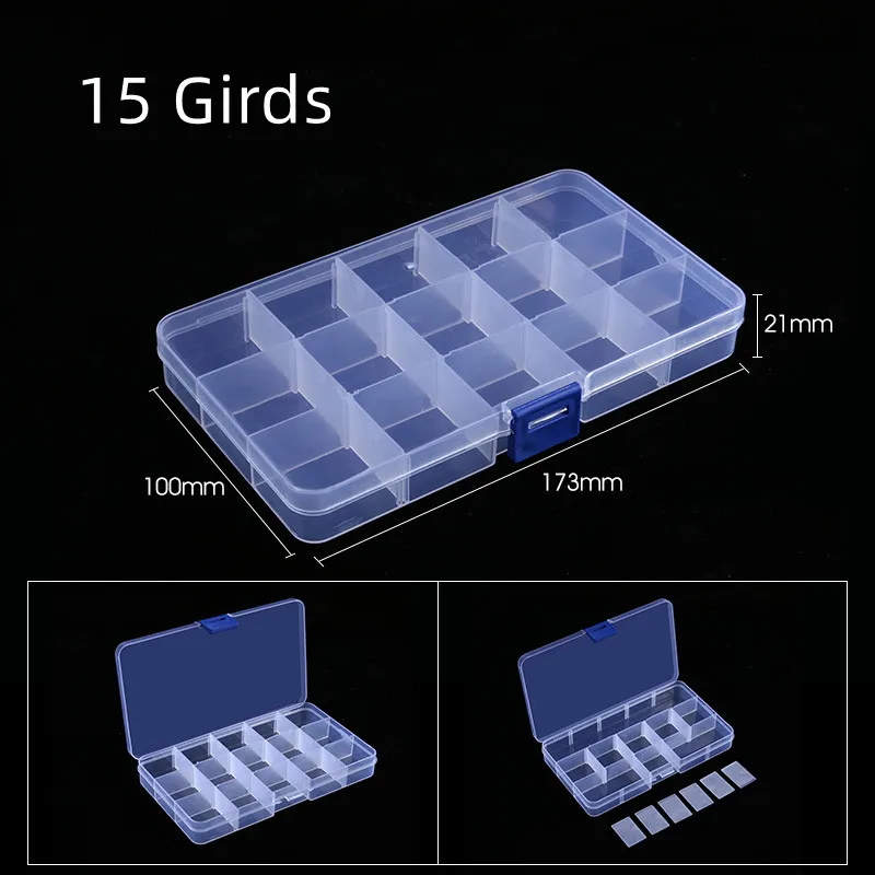 Adjustable 8-24 Grids Compartment Plastic Storage Box Jewelry Earring Bead Screw Holder Case Display Organizer Container