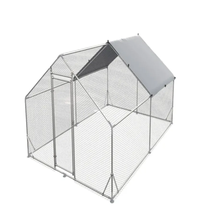 Large Metal Chicken Coop Walk-in Poultry Cage Hen Run House Rabbits Habitat Cage Spire Shaped Coop with Waterproof and Anti-Ult