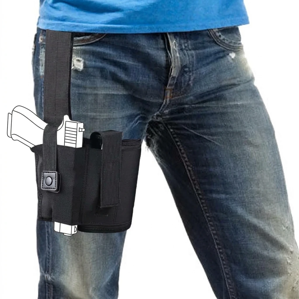 Universal Drop Leg Holster - Right-Hand Adjustable Thigh Holster Fits 1911, Glock 17/19/23 Pistols for Hunting & Outdoor Use