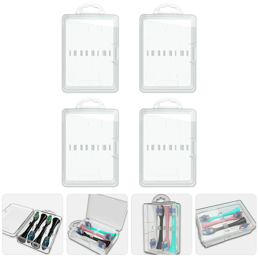 4 قطعة رؤوس فرشاة الأسنان الكهربائية Pp دائم قابلة لإعادة الاستخدام صندوق تخزين السفر المحمولة حامل رأس فرشاة صغيرة لرأس فرشاة الأسنان