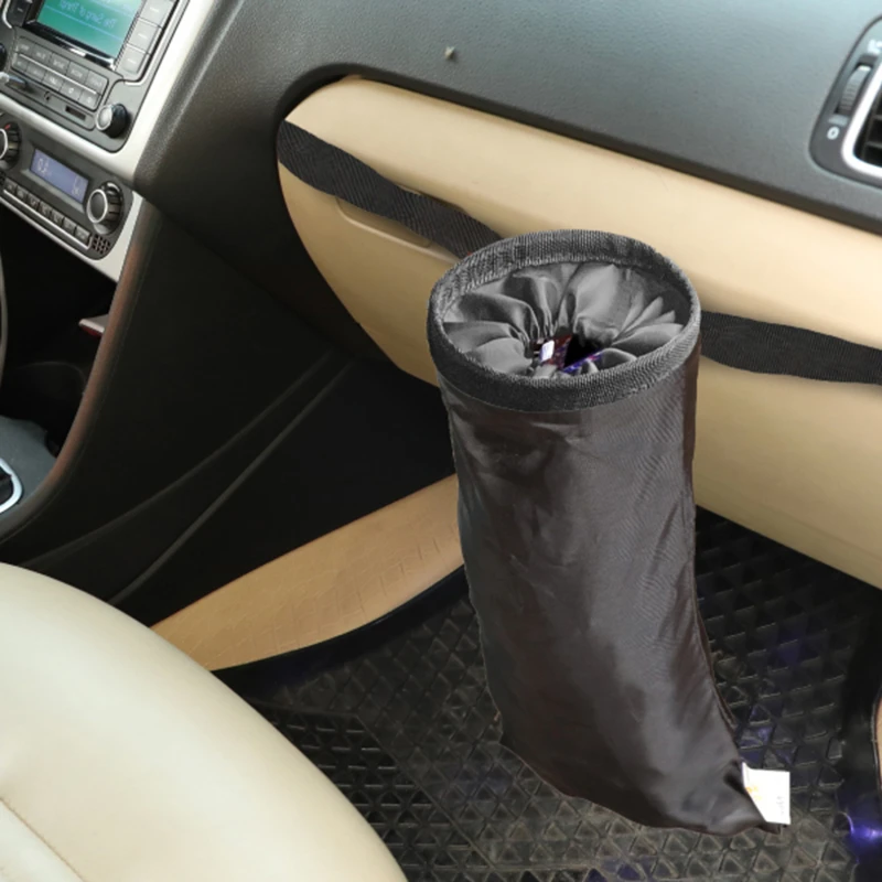 Car Garbage Bin Oxford Cloth Black Auto Trash Bag Hanging Seat Back Storage Bag Trash Can Organizer Car Accessories Interior