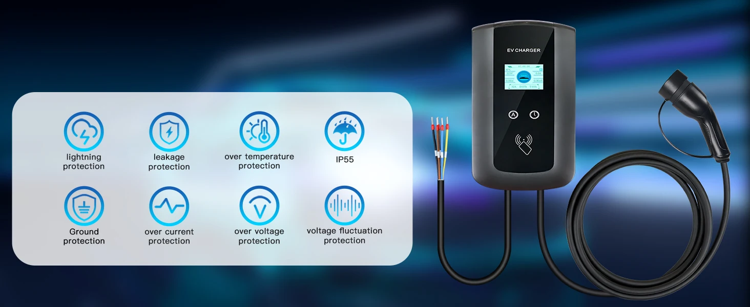 Kolanky 16A 11KW Fast Home EV-Aufladung EV-Station Typ 2 Tuya APP Wifi Timer Ladegerät Elektrofahrzeug Hybrid Auto Gesamtlänge 5M – Detail 2