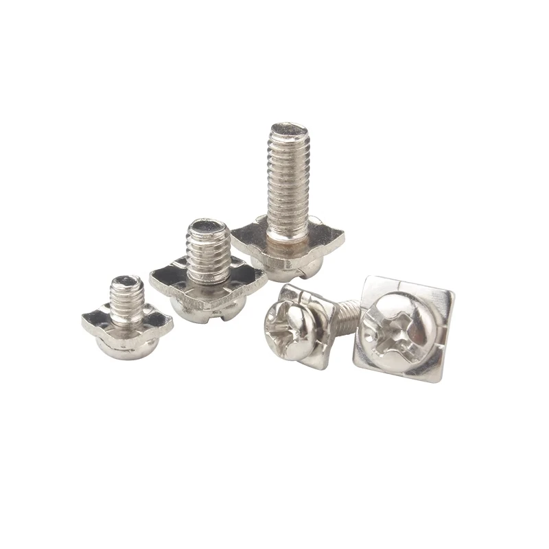 M3 M3.5 M4 M5 Vernikkeld Kruis Ronde Kop Vierkante Combinatie Schroef Kruis Pan Hoofd Met Vierkante Ring Platte Kop Bout