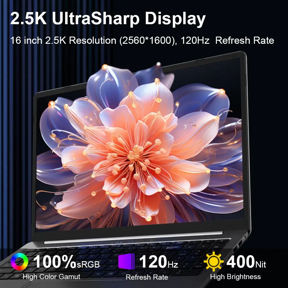 كمبيوتر محمول Ninkear A15 Pro، شاشة 16 بوصة 2560*1600، معدل تحديث 120 هرتز، AMD Ryzen 5 7430U 6 Cores Max 4.3 جيجا هرتز، 16 جيجا بايت رام 1 تيرابايت SSD