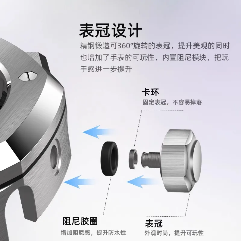 Mod kit For Casio GMA-S2100 Modified Accessories Fluororubber Strap Brushed Steel Case send Tempered film