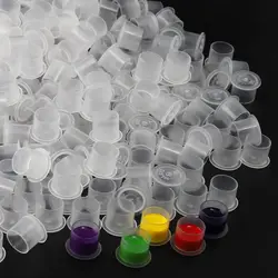 500/300/100pcs Disposable Plastic Tattoo Ink Cups Caps with Base Self Standing Pigment Clear Holder Container Cap Container