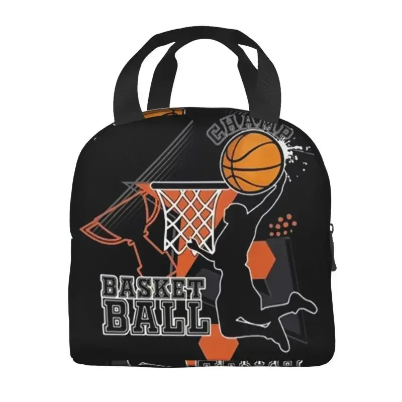 Custom Basketball  Round Lunch Bag Men Women Physical culture Cooler Thermal Insulated Lunch Boxes for Student School