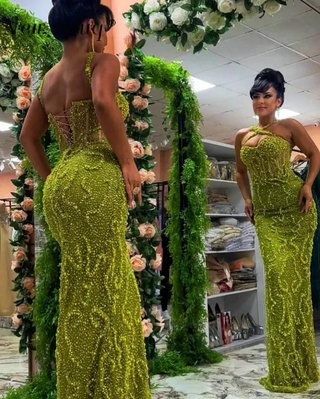 Vestidos de Noche largos con lentejuelas brillantes entrecruzados, color verde maíz, vestidos de fiesta sexis sin mangas, corsé deshuesado, trajes de noche para graduación