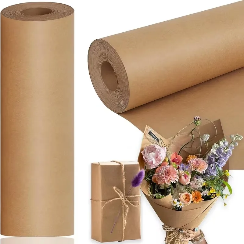 

Биоразлагаемый упаковочный материал из крафт-бумаги 45см*10м для букетов, подарочных коробок и упаковки подарков