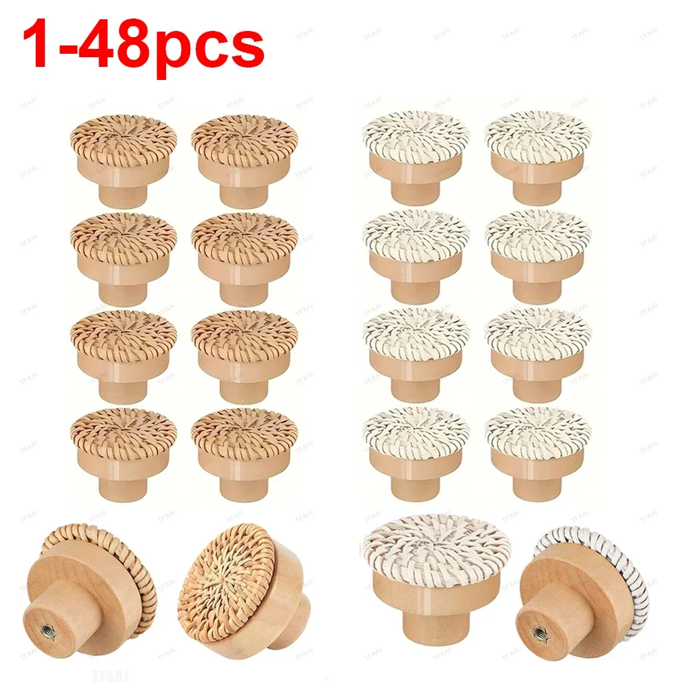 

1-48pcs Round Wooden Cabinet Drawer Knobs Unfinished DIY Color Wardrobe Door Pulls Nordic Wood Cupboard Handles with Screws