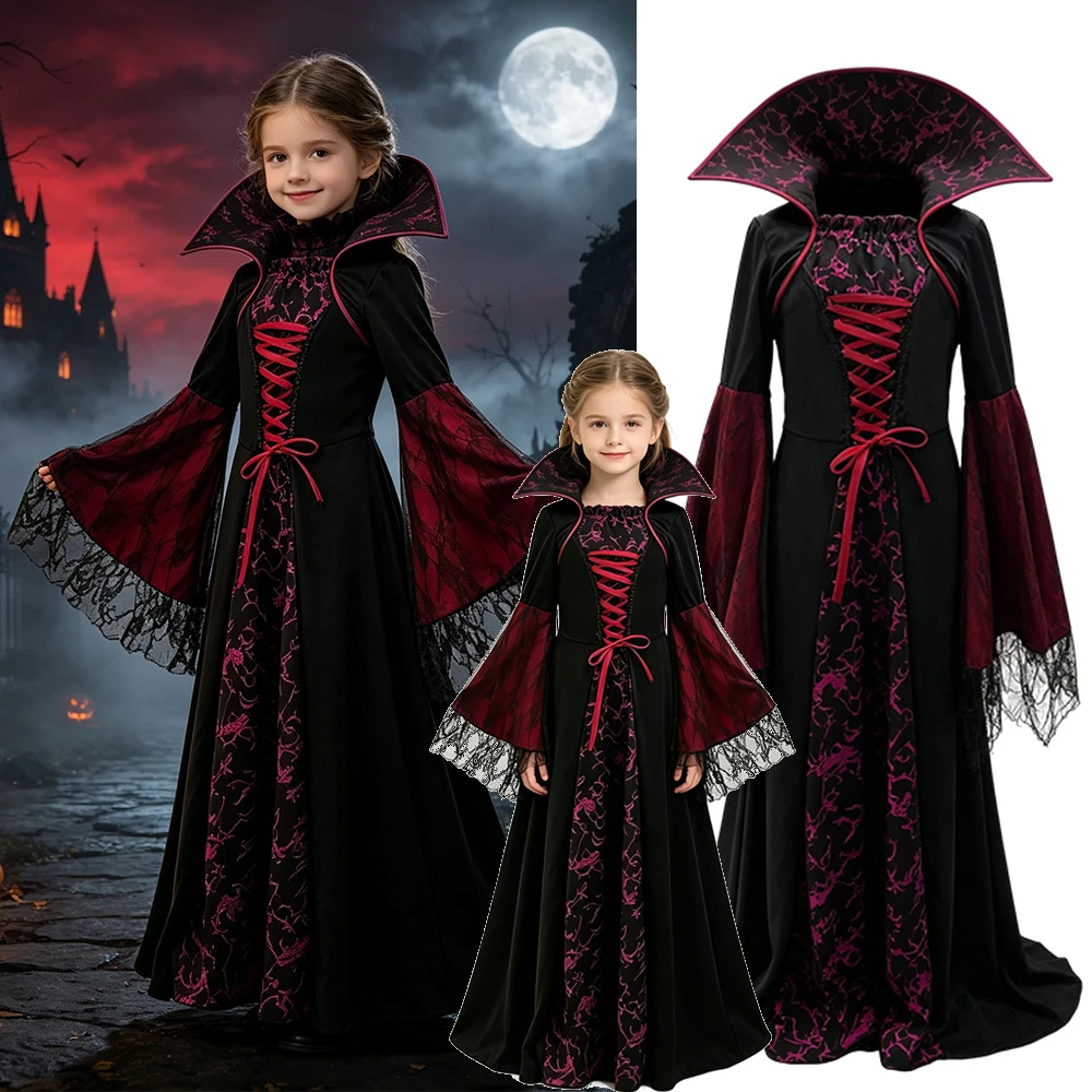 Baby Clothing Europe - Kinderen Meisjes Vampier Cosplay Jurk Zwart
