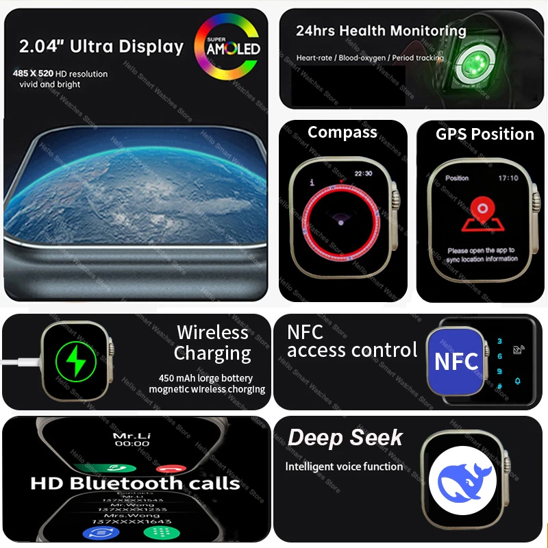 2025New الأصلي مرحبا ساعة 5 زائد ULTRA3 49 مللي متر AMOLED 4G ROM DeepSeek NFC نظام تحديد المواقع البوصلة ساعة بلوتوث دعوة Smartwatch الرجال النساء #3