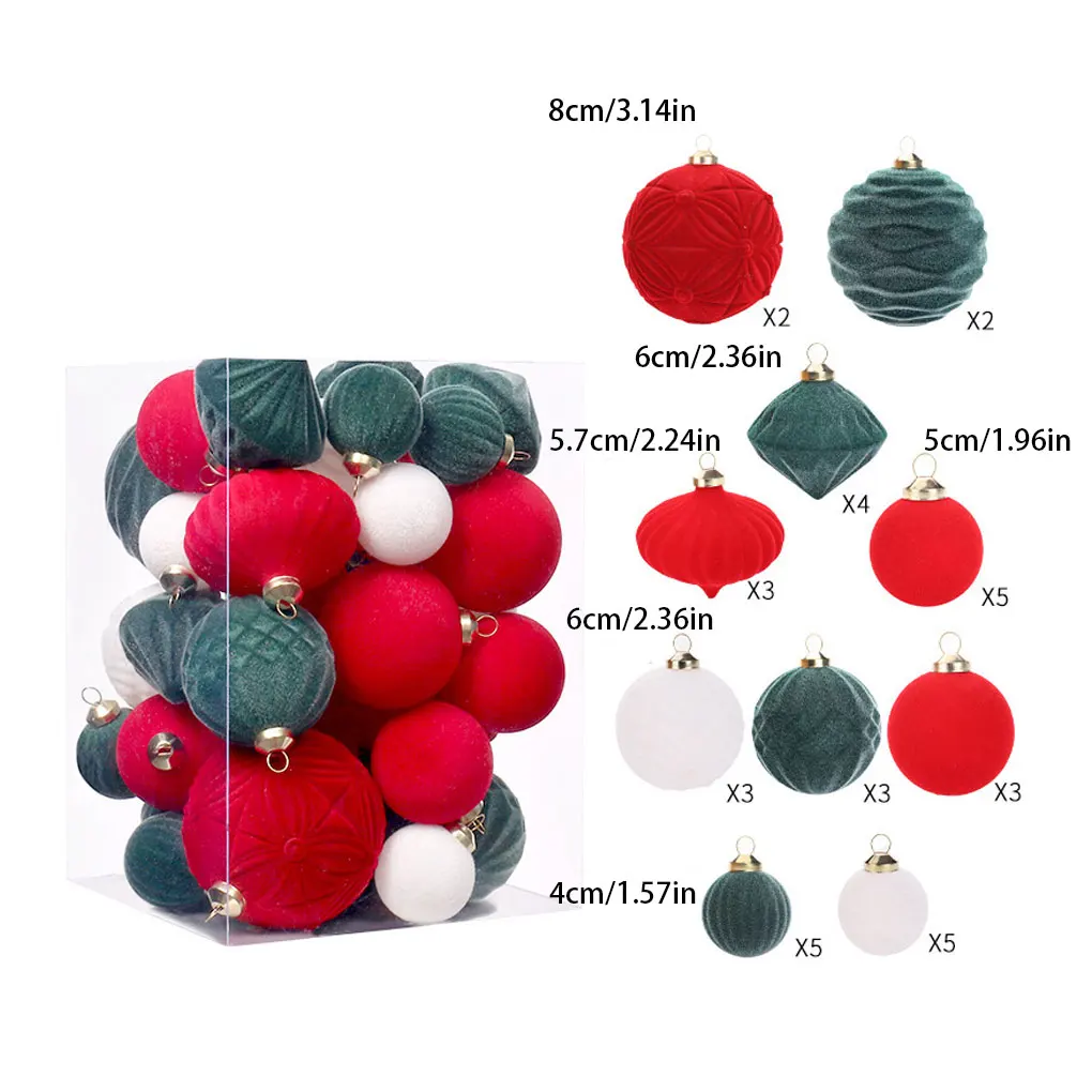 35PCS/Box Christmas Balls Christmas Tree Ornaments Ball Xmas Hanging Tree Pendants Home Decor 2025 New Year Gift Noel Navidad