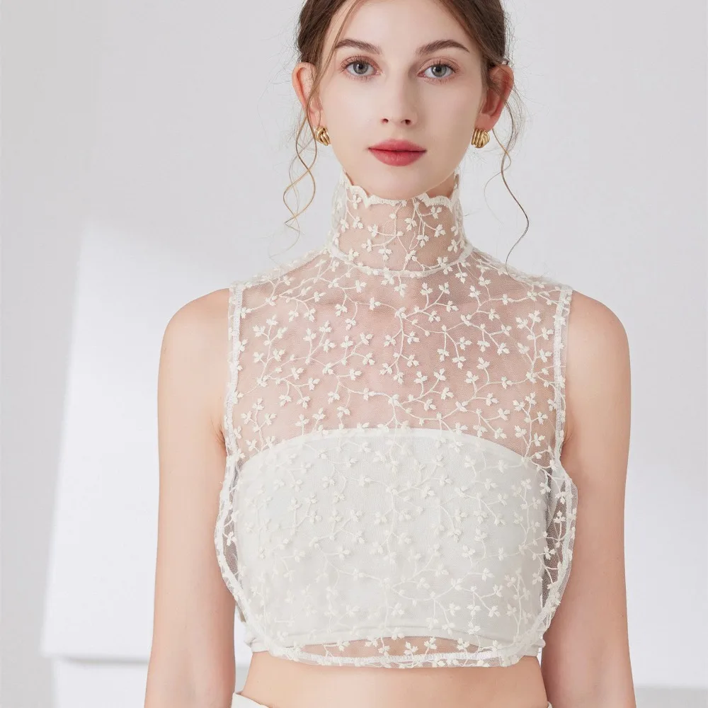 Beautiful Petal Fake Collar Black Lace False Blouse Detachable Lapel False Collar Sweater