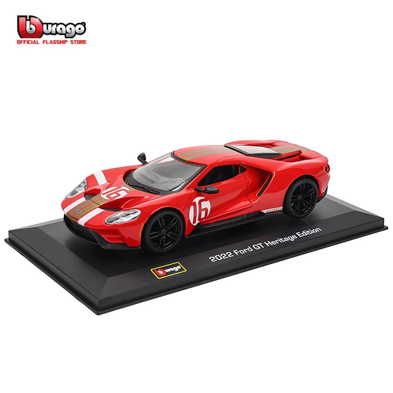 Bburago 1:32 2022 Ford GT Heritage Edition Alloy Luxury Vehicle Diecast Cars Model Toy Collection Gift