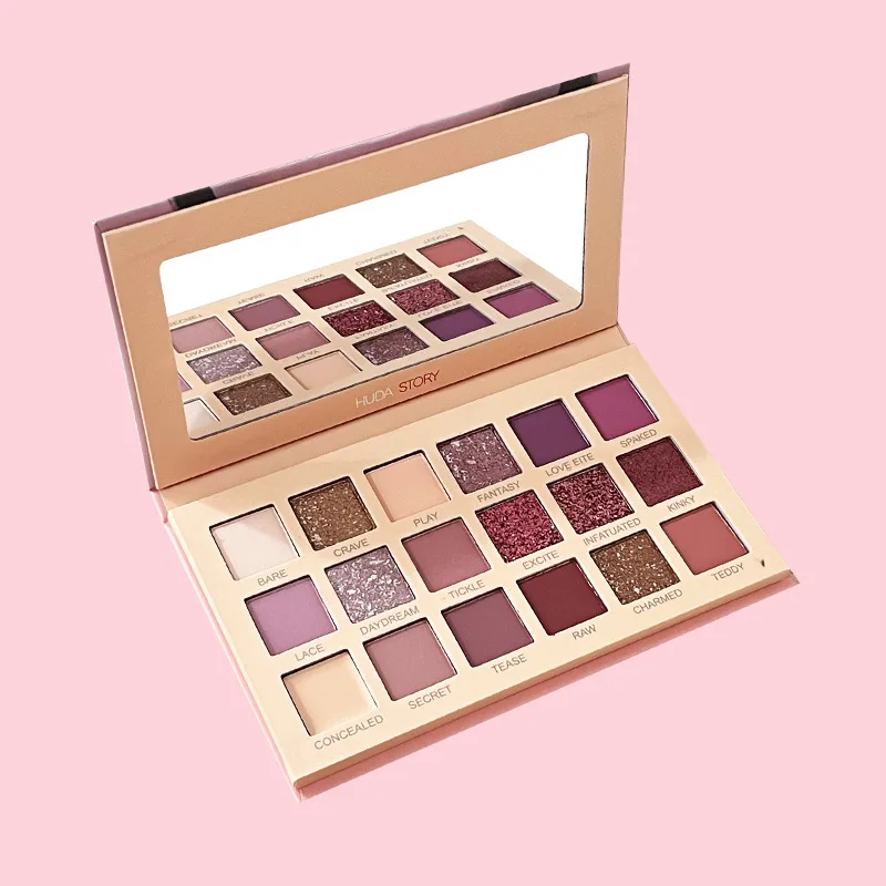 Sombra de ojos Desert Rose, paleta de sombras de ojos de 18 colores, brillo fino nacarado mate, maquillaje de ojos resistente al agua de larga duración