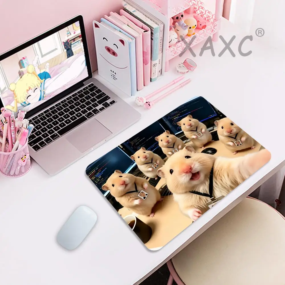 

HYBXAXC Happy Little Hamster Meme Mouse Pad Gaming Laptops Mousepad Gamer Carpet Keyboard Mat Desk Protector Cartoon Mause Pads