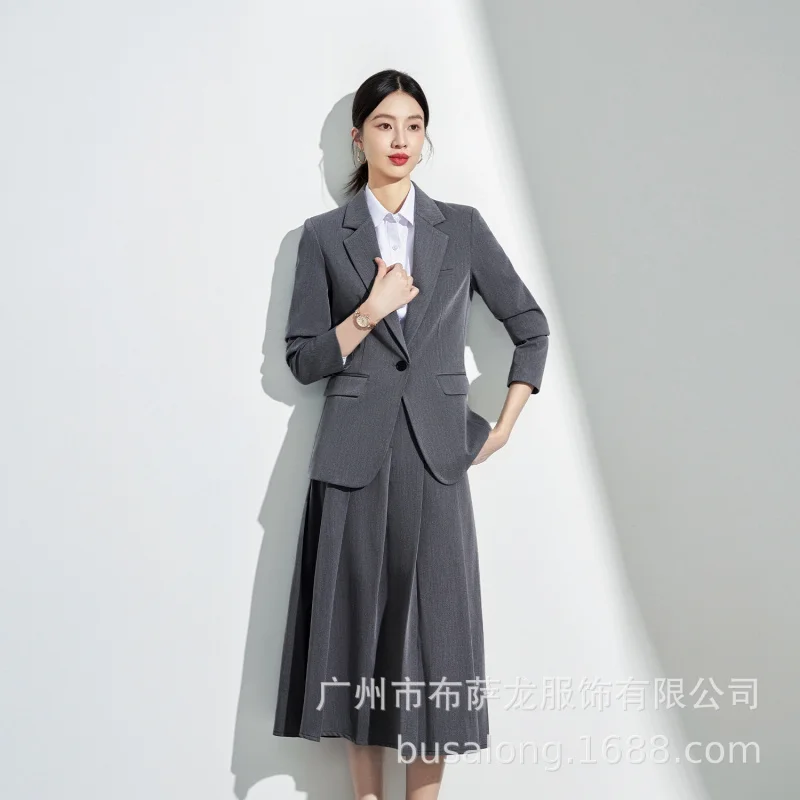 

Gray Professional Suit Skirt for Women, Spring and Autumn, Elementary and Middle School Teacher Workwear, Teacher Certification