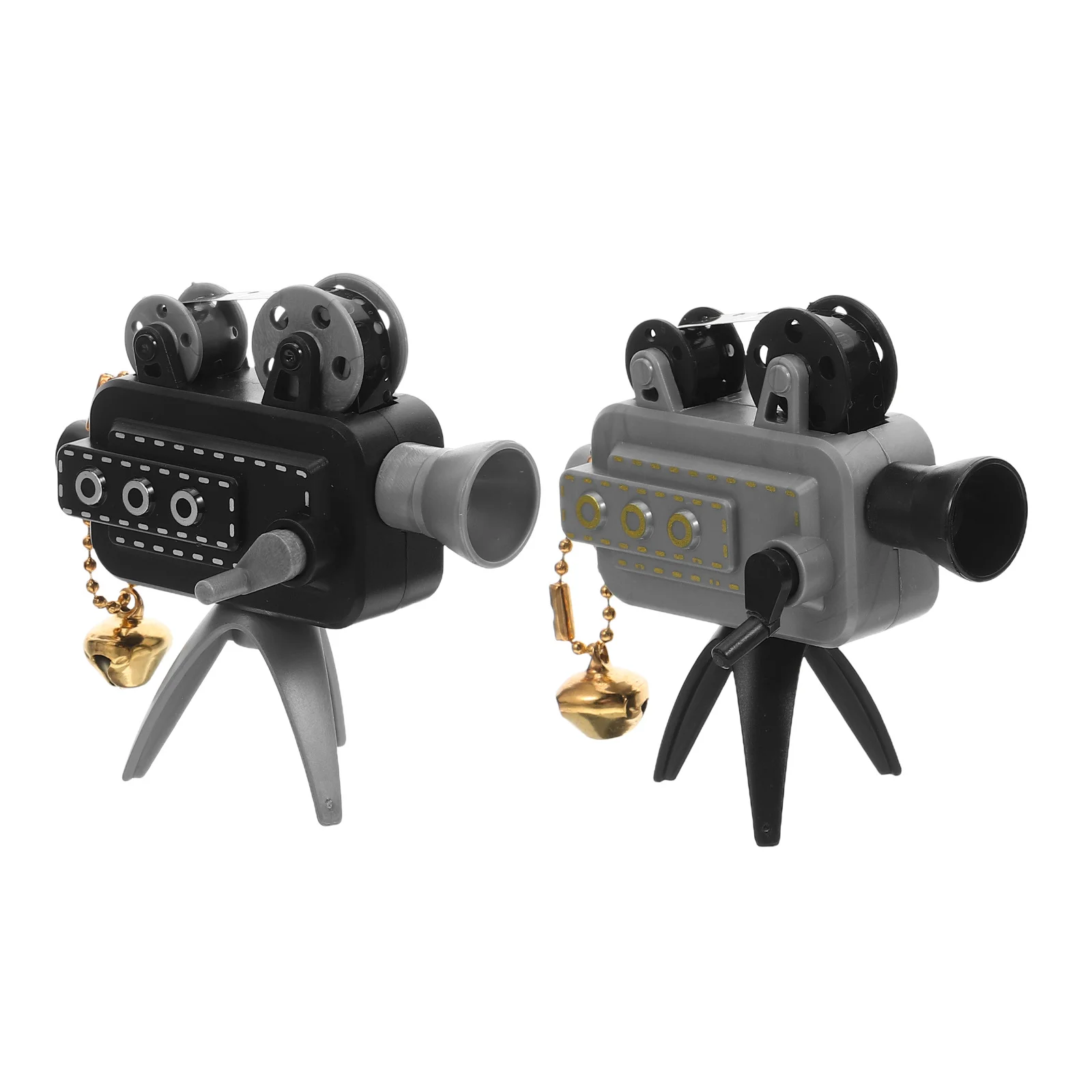 

2Pcs Vintage Mini Film Projector Hand Cranked Desktop Ornament Portable for Home Office Dollhouse Decor Miniature Home Appliance