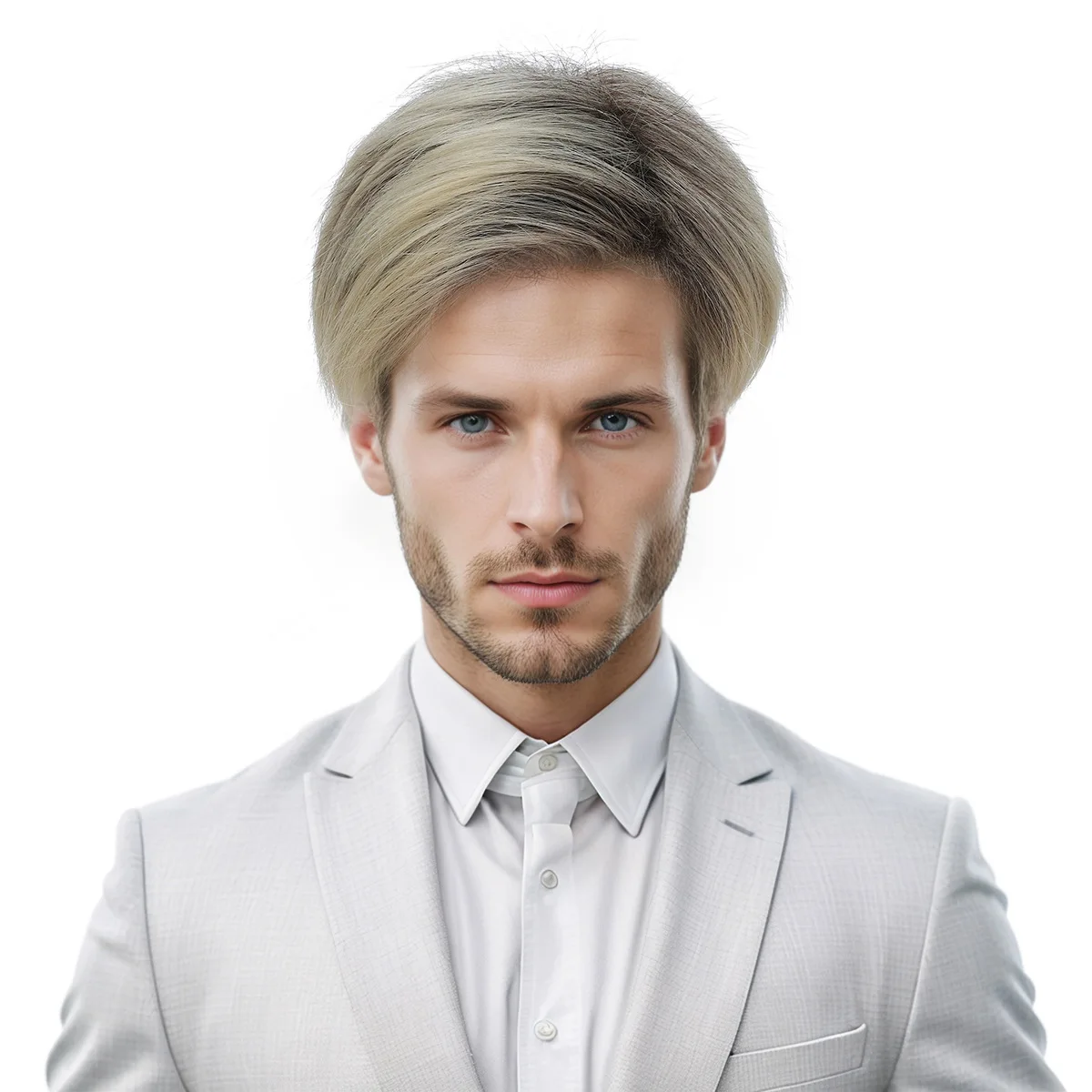 Cross Border Wig Men's Slanted Bangs Gradient Short Straight Fashionable Synthetic Full Head Cover-Synthetic Fiber Wig