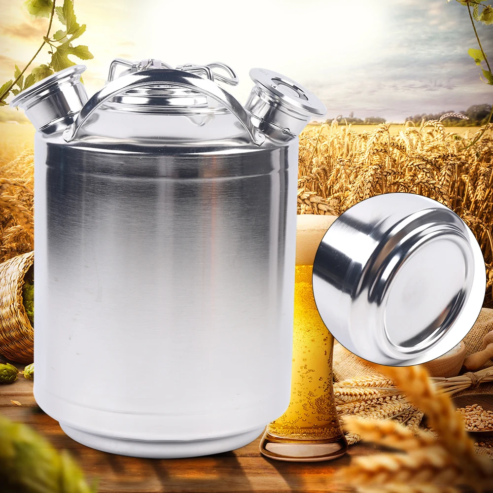 Beer Cleaning Can 10L Stainless Steel Beer Barrel Refrigerated Thermostatic Container for Family Gatherings/Picnics