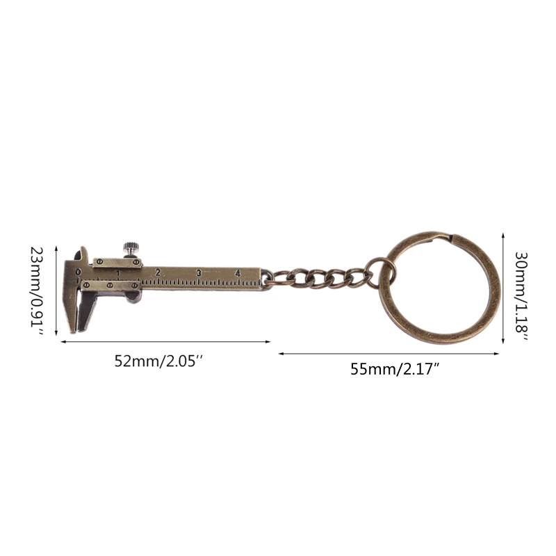 Y1UD Portable Mini Vernier Caliper Measure Tools for Key Chain Zinc Alloy Calipers Gauge Slide Ruler for Key Ring Woodworking