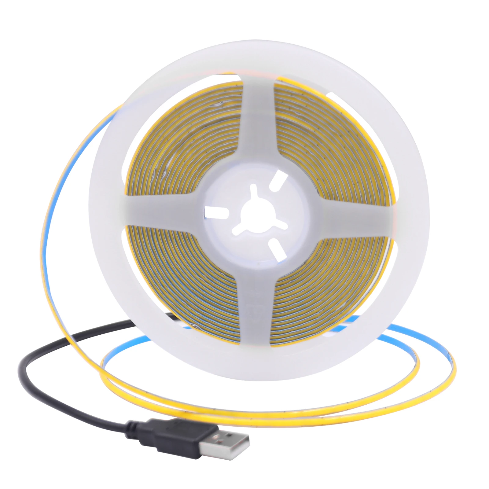 Bande lumineuse LED COB USB, 3mm, DC 5V 12V 320LED s/m, ruban flexible haute densité 3000K 4500K 6500K, veilleuse, fil à 2 broches/prise DC