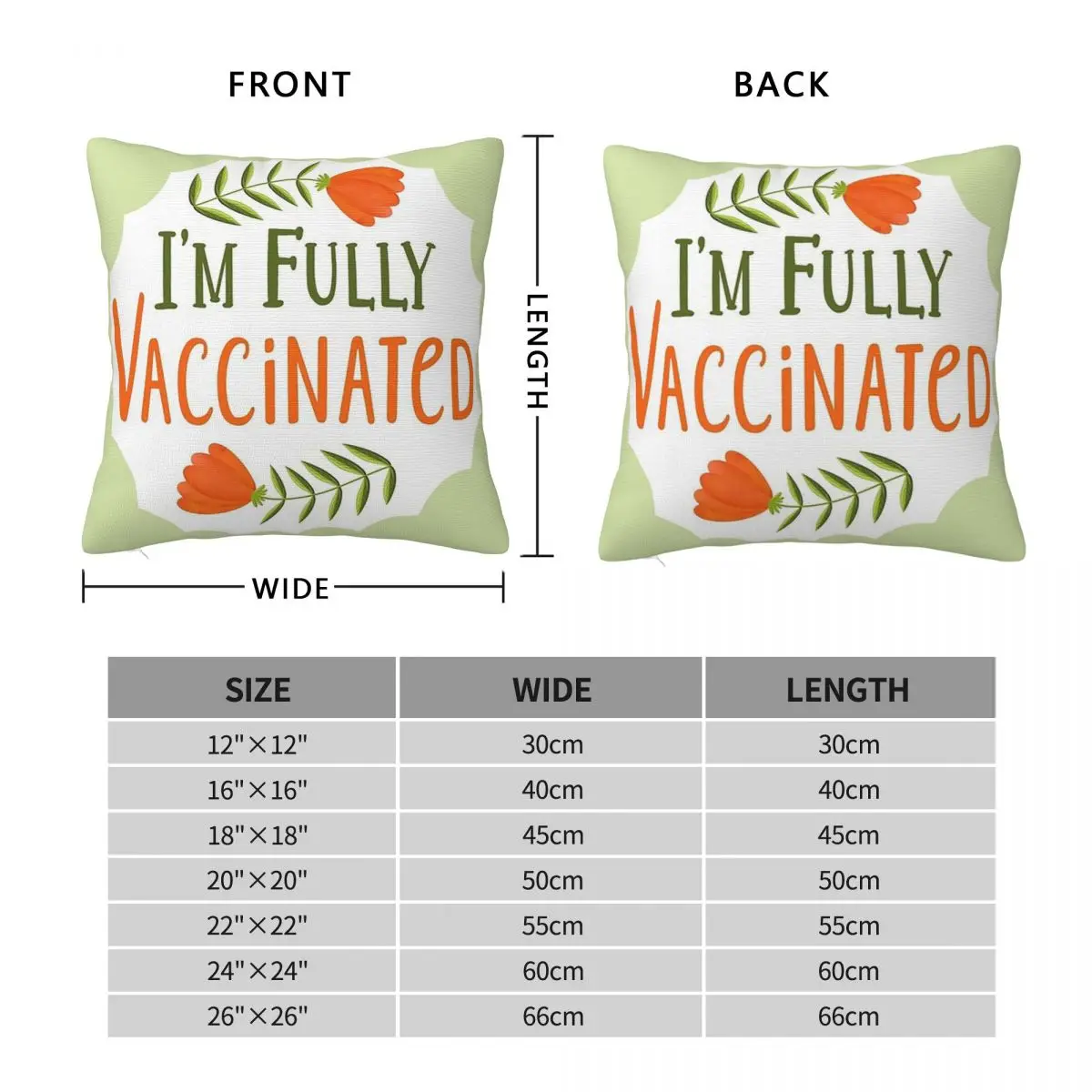 I'm Fully Vaccinated Square Pillowcase Pillow Cover Polyester Cushion Zip Decorative Comfort Throw Pillow for Home Sofa