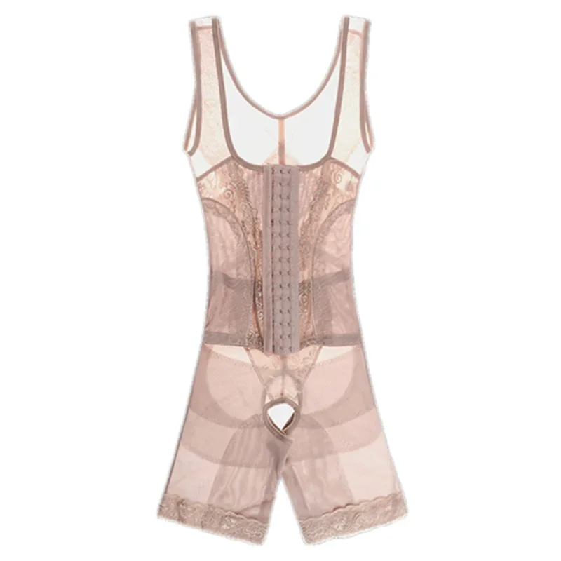 ثلاثة صفوف زر ارتداءها مفتوحة المنشعب ضغط البطن صافي الدانتيل تشكيل الجسم الملابس الداخلية رقيقة الصيف مناسبة للرجال و #5