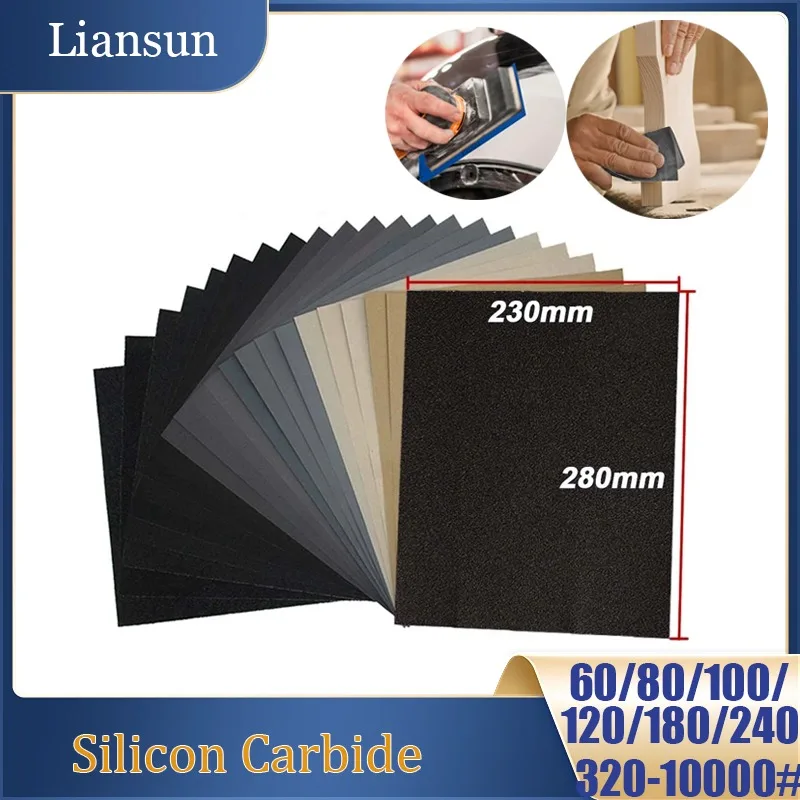2-20Pcs Wet & Dry Sandpaper 9x11 Inch 60 80 100 120 150 180 240 -10000 Grit Waterproof Abrasive Sandpaper for Wood Polishing