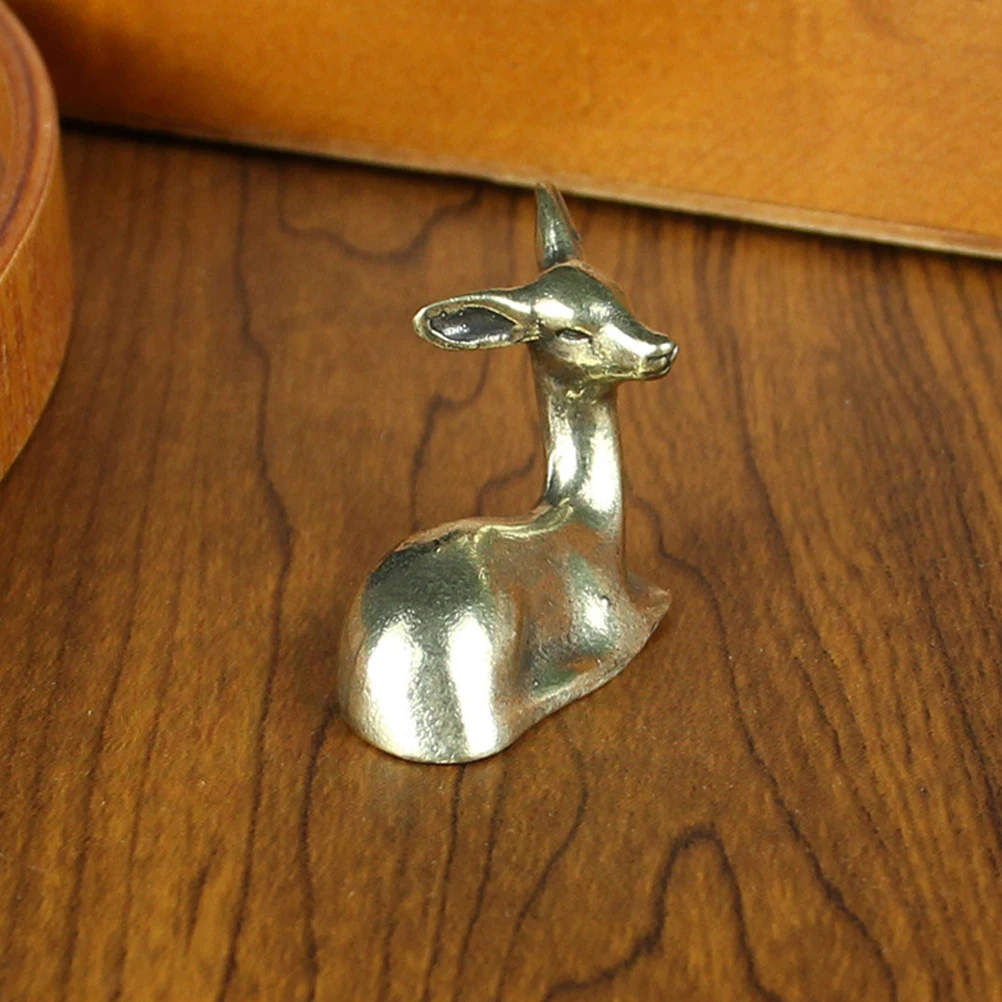 

Decoration for Living Room Desktop Rustic Deer Statue Vintage Decorations Golden Brass Animal