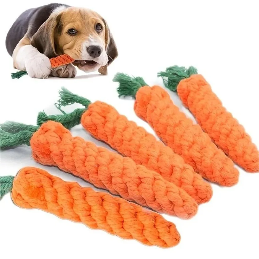 Haustier-Knoten-Spielzeug für Hunde und Katzen, Karottenform, Kauspielzeug für Hunde, Baumwollseil, Spielzeug für Hunde im Innenbereich, Katzenspielzeug, Hundezubehör