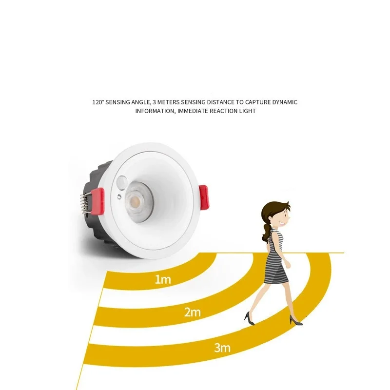 

Светодиодный потолочный светильник с датчиком движения PIR, 15 Вт, накладной, антибликовый, умный, для лестниц, спальни, дома, точечный светильник, AC85-260V