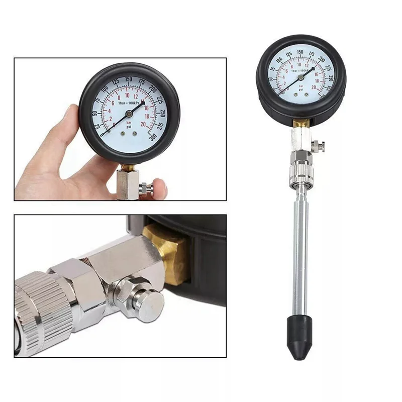 

AU28-8Pcs Petrol Engine Cylinder Compression Tester Kit Gauge Tool For Automotive