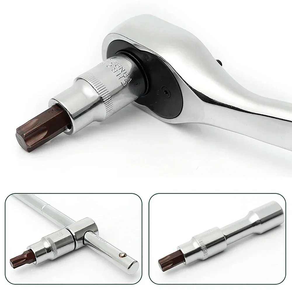 1pcs 1/2" Drive Torx Bit Socket S2 Steel Bits CR-V Sockets 55mm 100mm Length Use with Ratchet Wrench Slide Bar Extension Rod