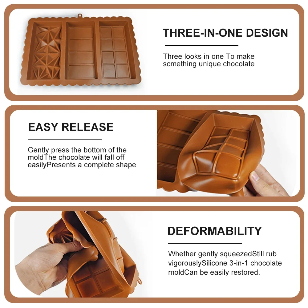 قالب شوكولاتة عميق 1 بوصة - قالب سميك من السيليكون الفستق على طراز دبي للألواح المحشوة قالب حلوى كبير للتعبئة #5