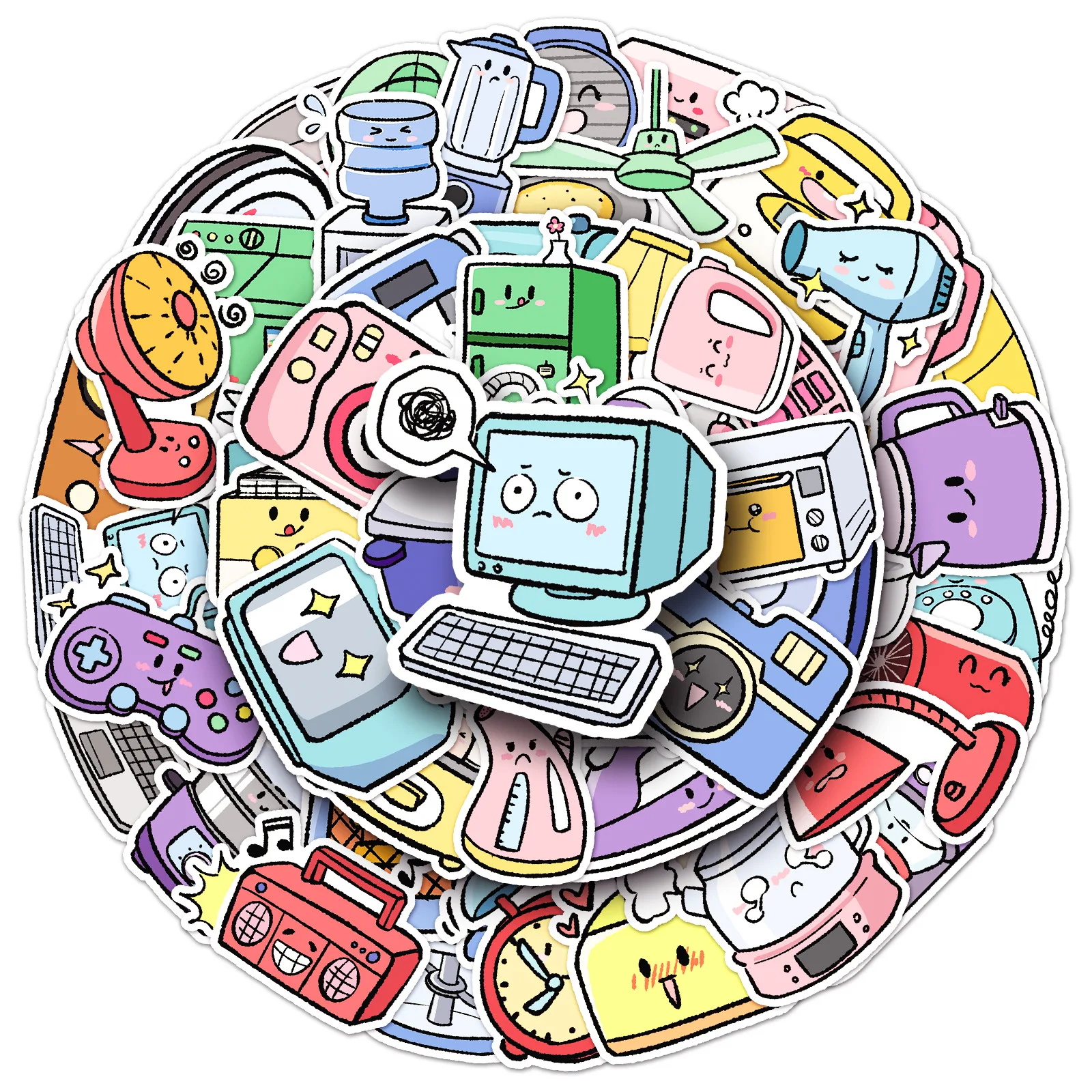 

10/30/50PCS Cute Electrical Appliances Graffiti Sticker Creative Cartoon Decal For Laptop Phone Guitar Fridge Wall Water Cup