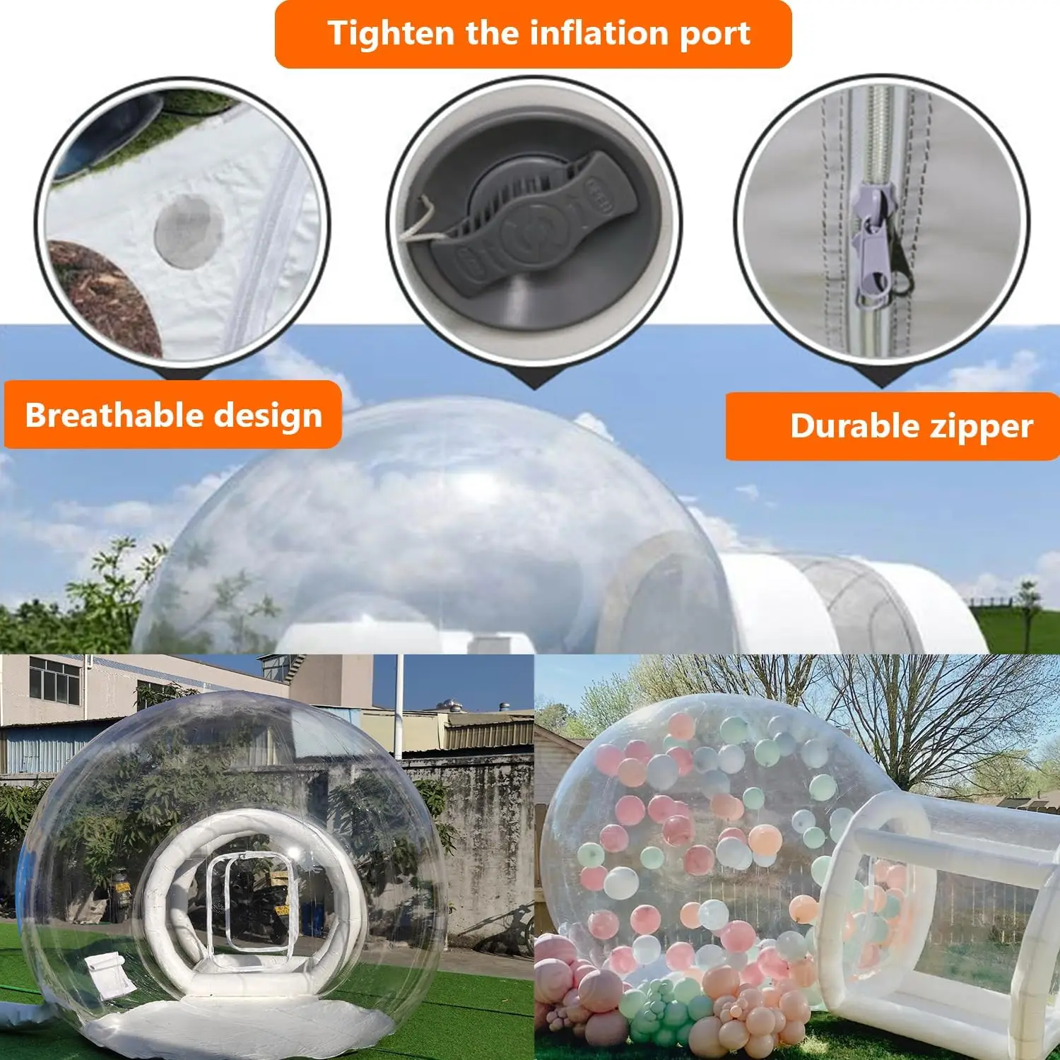 Balloon Inflatable Bubble House With Tent Transparent Dome For Kids Party For Camping PVC 2024 Newly