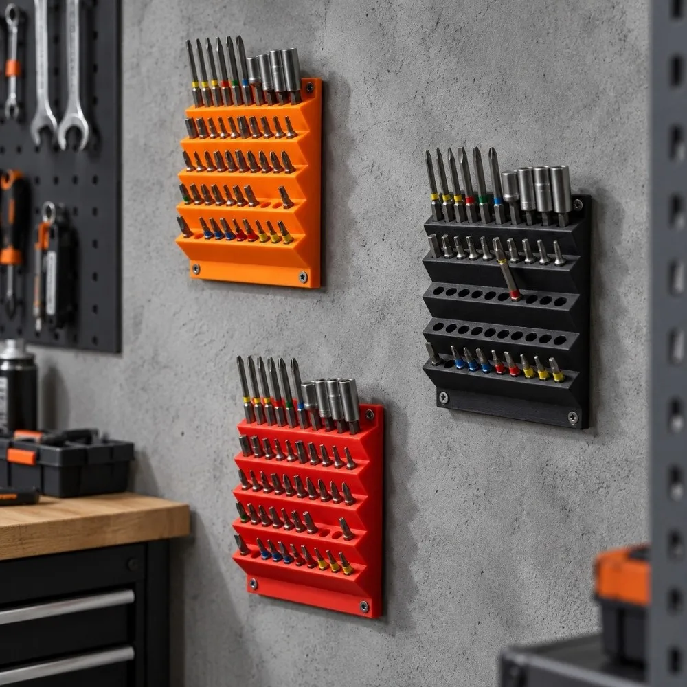 50 Hole Screwdriver Bit Organizer 3D Printing Large Capacity Hex Screwdriver Bit Holder 6.3mm Slot Design