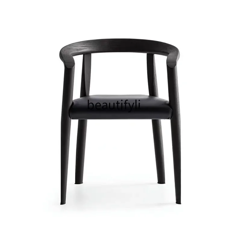 Nordic Solid Wood Dining Chair Home Living Room Study Rattan Armchair Hotel Conference Chair