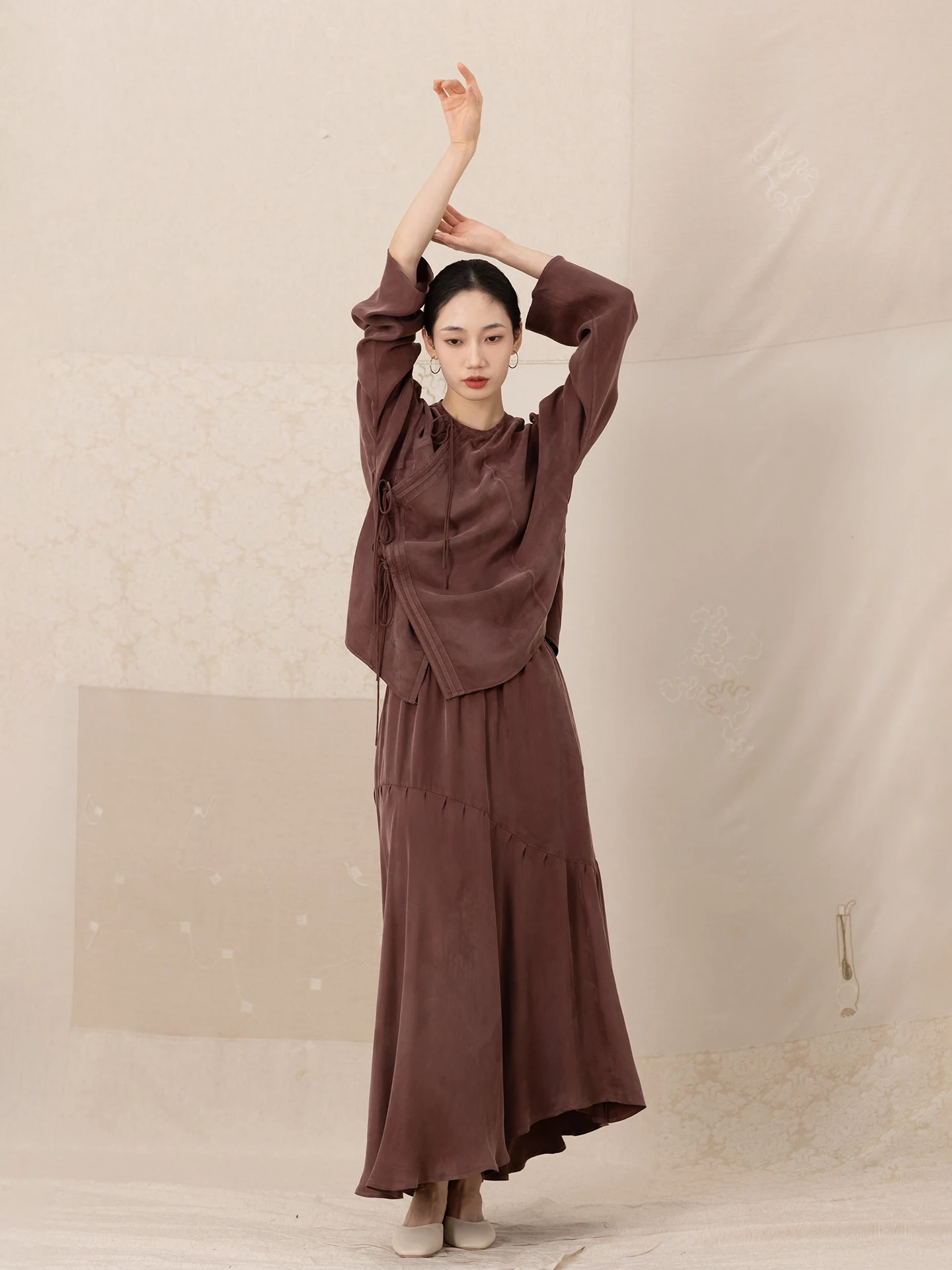 

Модная юбка из медного аммиачного шелка с эластичной талией для повседневной носки, весенняя, женская, свободного кроя, А-силуэт