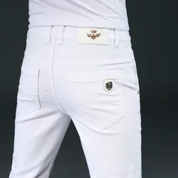 Jean Slim Blanc pour Homme, 7 Styles, Commande Avancée, Slim, Décoration Brodée, Denim, Vêtements de Marque FjMale, Nouvelle Collection 2022