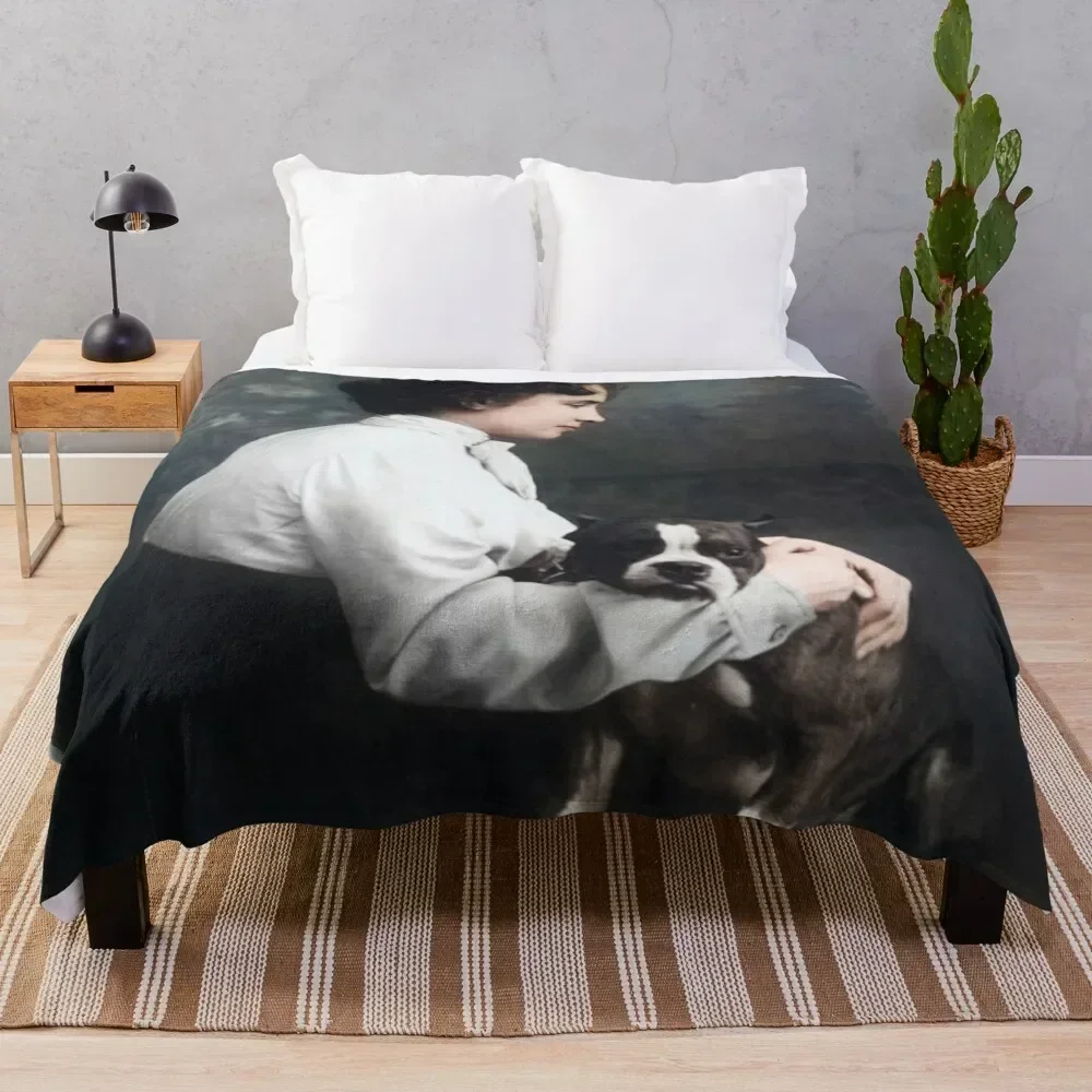 

Helen Keller and her Dog Throw Blanket Multi Purpose Soft Warm Blanket for Home Travel
