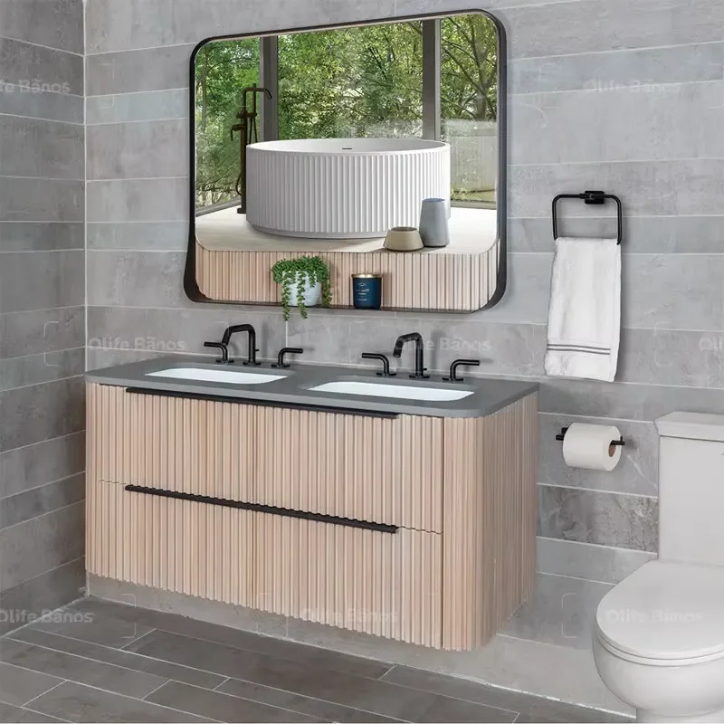 Large Capacity Multi Drawer Hanging Vanity Wall-mounted Bathroom Cabinet for Villa Restroom