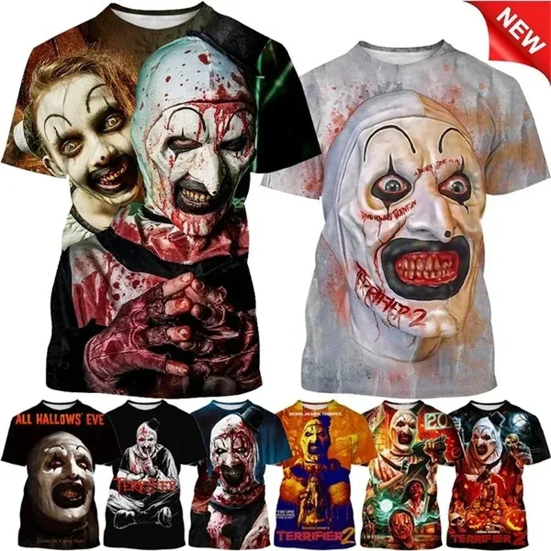 

Summer Horror Movie Horror 3D Printing T Shirts Men's Casual Fashion Clown Halloween Short Sleeve Tee Shirt Men Clothing