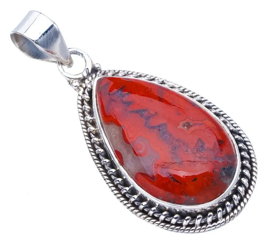 

StarGems Crazy Lace Agate Handmade 925 Sterling Silver Pendant 1.5" F5426