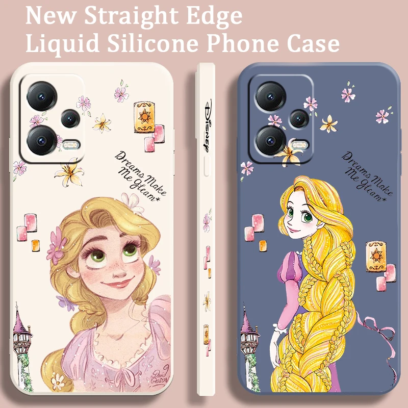 Princess Tangled Rapunzel Liquid Left Rope For Xiaomi Redmi Note 13 12 12S 12R 11 11T 11S 10 10S Pro Plus 5G Cover Phone Case